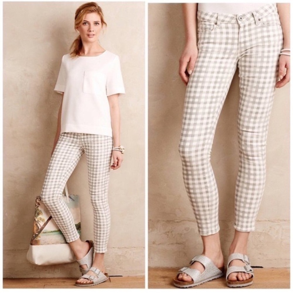 Paige x Anthropologie Verdugo Ankle Skinny Jeans in Gingham | 25 NWT